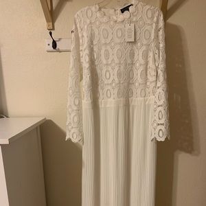 Eloquii white long sleeve crochet wedding dress